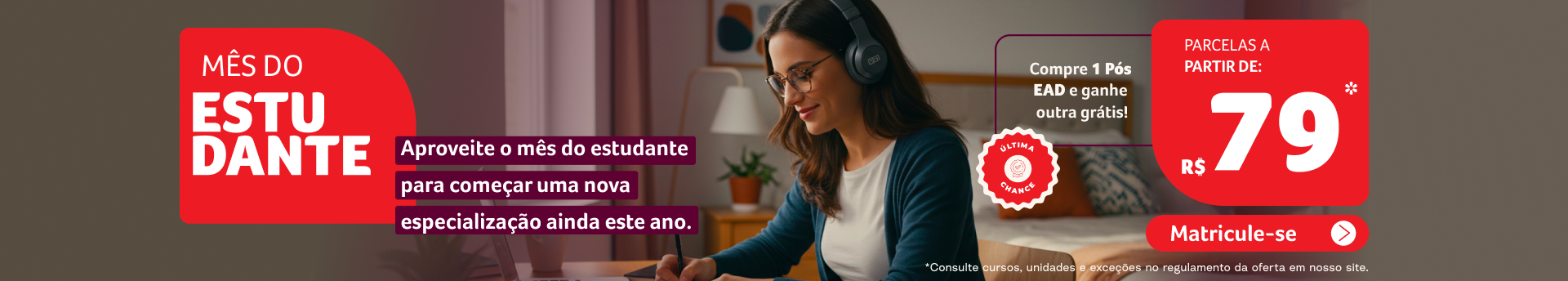 banner campanha de pós em dobro Agosto unime